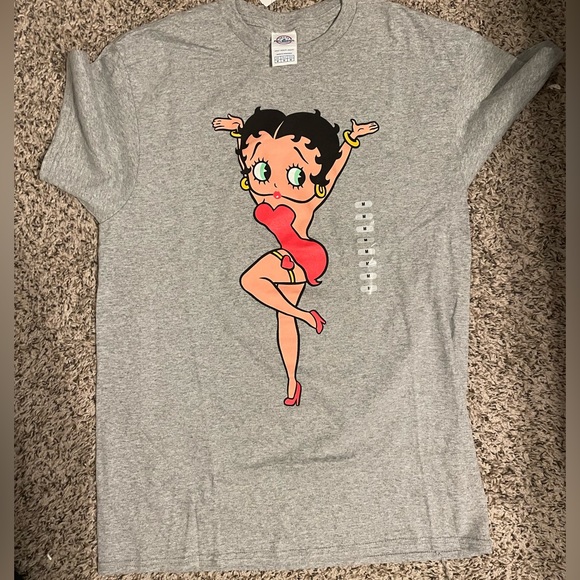 NWT Betty Boop Tshirt Grey Iconic Logo - Picture 1 of 2